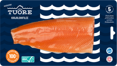 Finnforel sells rainbow trout in over one thousand Finnish grocery shops under the Saimaan Tuore brand.