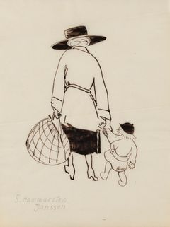 Signe Hammarsten Jansson:  Omakuva Toven kanssa, 1917. Yksityiskokoelma. © Tove Janssonin kuolinpesä. Kuva: HAM / Maija Toivanen.