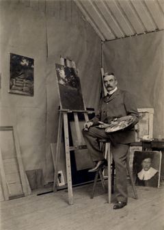 Albert Edelfelt in his studio