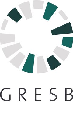 GRESB-logo, jossa on ympyränmuotoisesti järjestettyjä vihreitä ja harmaita segmenttejä.