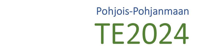Pohjois-Pohjanmaan TE2024 -hankkeen logoon on kirjoitettu hankkeen nimi sinisellä ja vihreällä värillä.