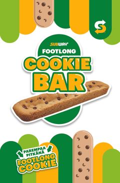 Subwayn® ainutkertainen Subway Footlong Cookie Bar on auki Helsingissä osoitteessa Mannerheimintie 20 vain viikonlopun ajan 6.–8.9.2024.