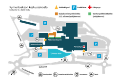 Karttakuva sairaala-alueesta: Pääsisäänkäynti ja päivystyksen kulkureitit merkitty. Rakennustyömaa vaikuttaa kulkureitteihin.