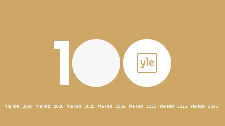 Valkokultaisessa kuvassa Yle 100 -logo.