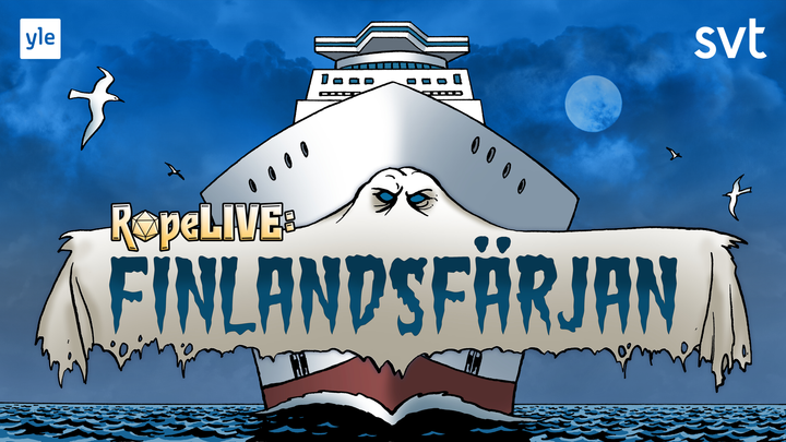 RopeLIVE: Finlandsfärjan -tunnus: taustalla laiva merellä, edessä haamu.