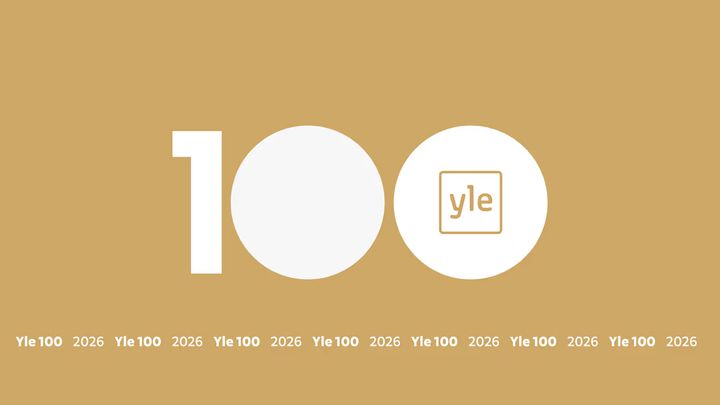 kultainen Yle-logo ja teksti Yle 100.