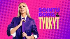 Sointu Borg sarjansa pääkuvassa. Kuvassa myös graafinen teksti.