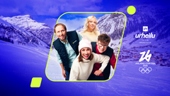 Ylen olympialähetykset tavoittivat valtaosan suomalaista. Kuvassa Ylen olympiatiimistä Jussi Jokinen, Kaisa Mäkäräinen, Petra Manner ja Riku Salminen.