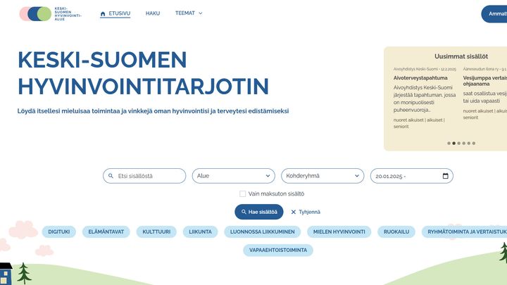 Keski-Suomen hyvinvointitarjottimen etusivu.