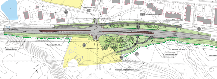 Karttapiirros kantatie 76 Lahtikadun liittymästä